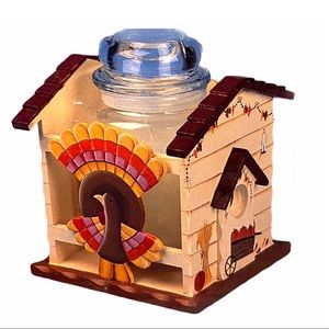 NWT Vintage Kathy Hatch Thanksgiving Fall Candle Holder Cottage Country Core